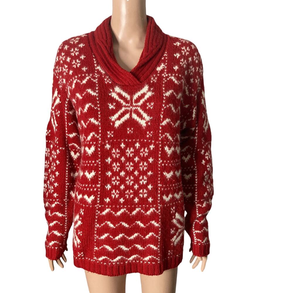 Vintage Baxter & Wells Angora Wool Sweater Womens Small Red White